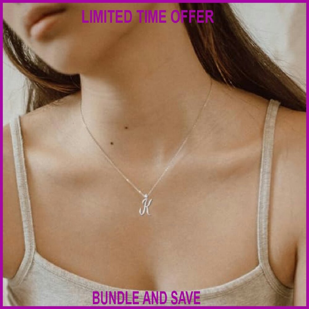 Sterling Silver Initial Necklace Adjustable Chain… - image 6